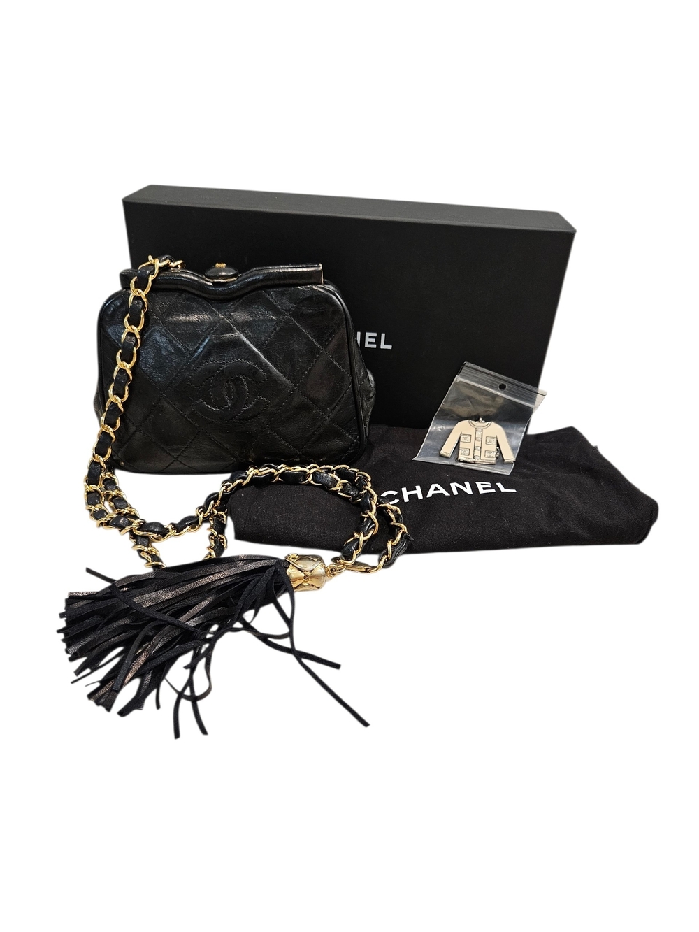 Chanel Black Vintage 90's Convertible Crossbody/Waist Bag with VIP GIFT Keychain